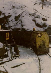 Old mine car in front of the mine